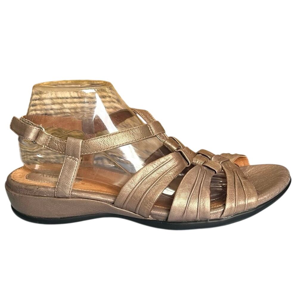 Clarks Artisan Bronze Leather Fisherman Sandals 10W Wide Width Comfort Shoes